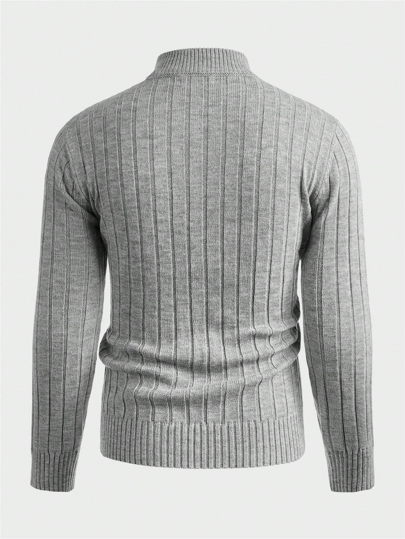 Round Collar Ribbed Knit Sweater