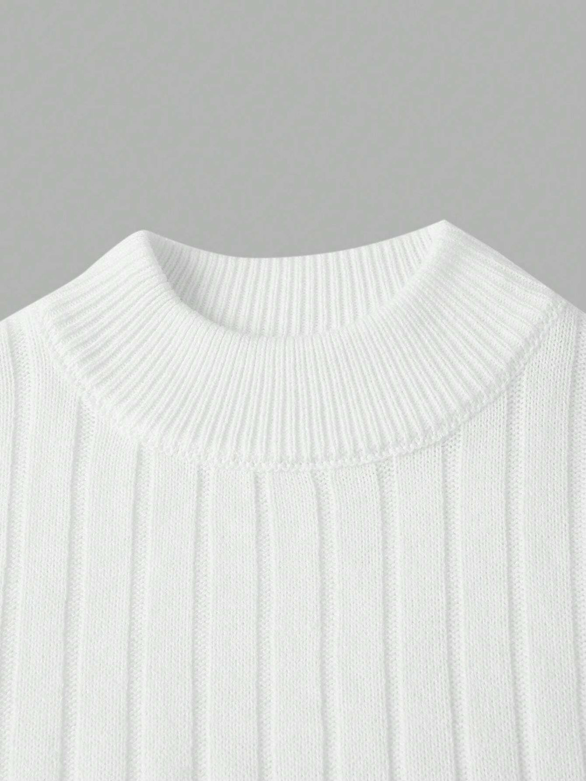 Round Collar Ribbed Knit Sweater