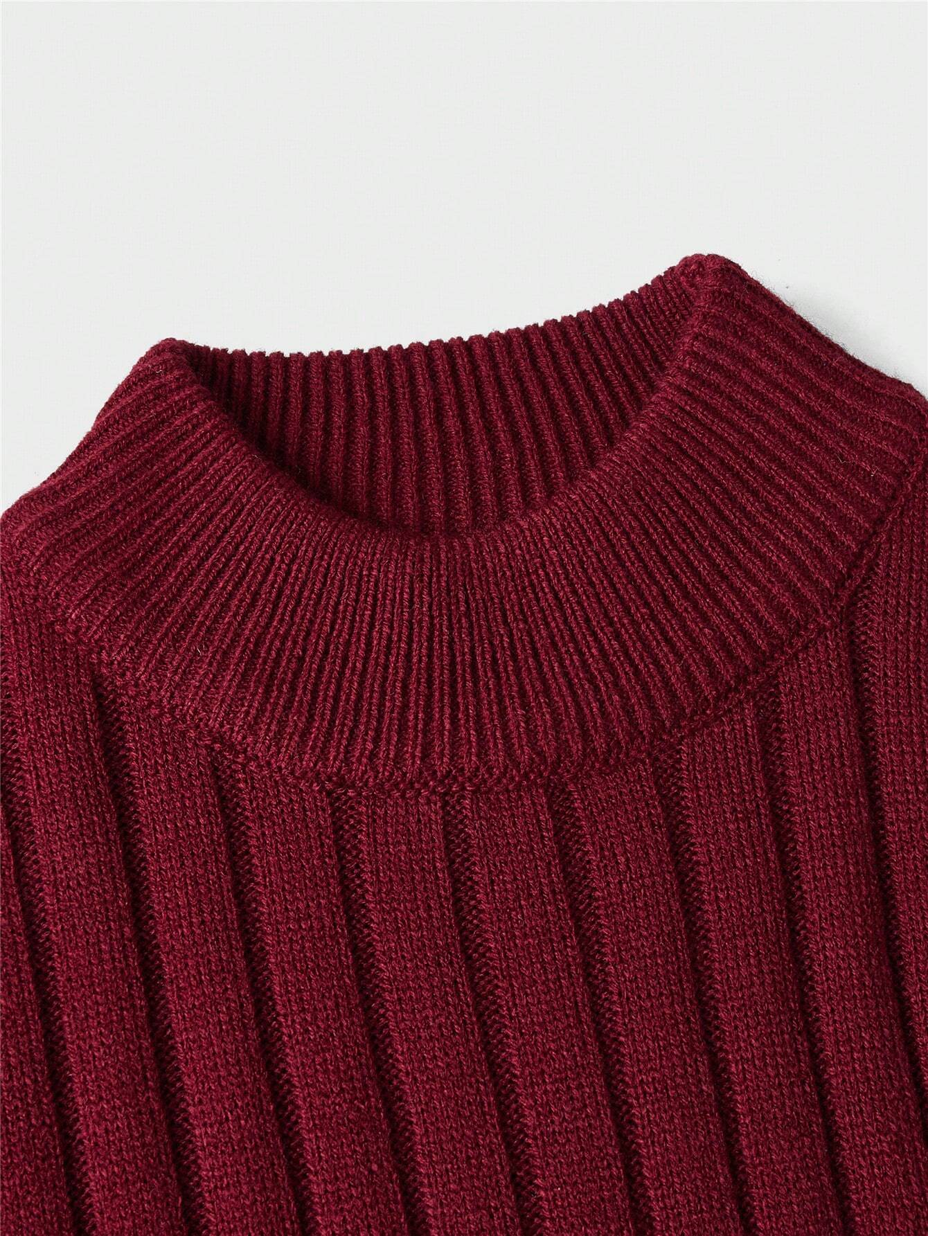 Round Collar Ribbed Knit Sweater