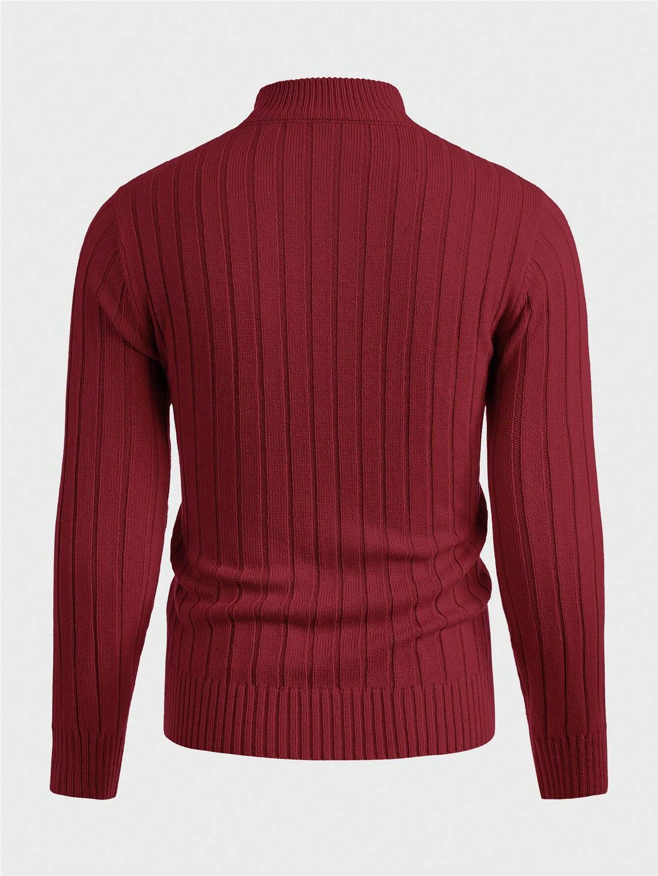 Round Collar Ribbed Knit Sweater