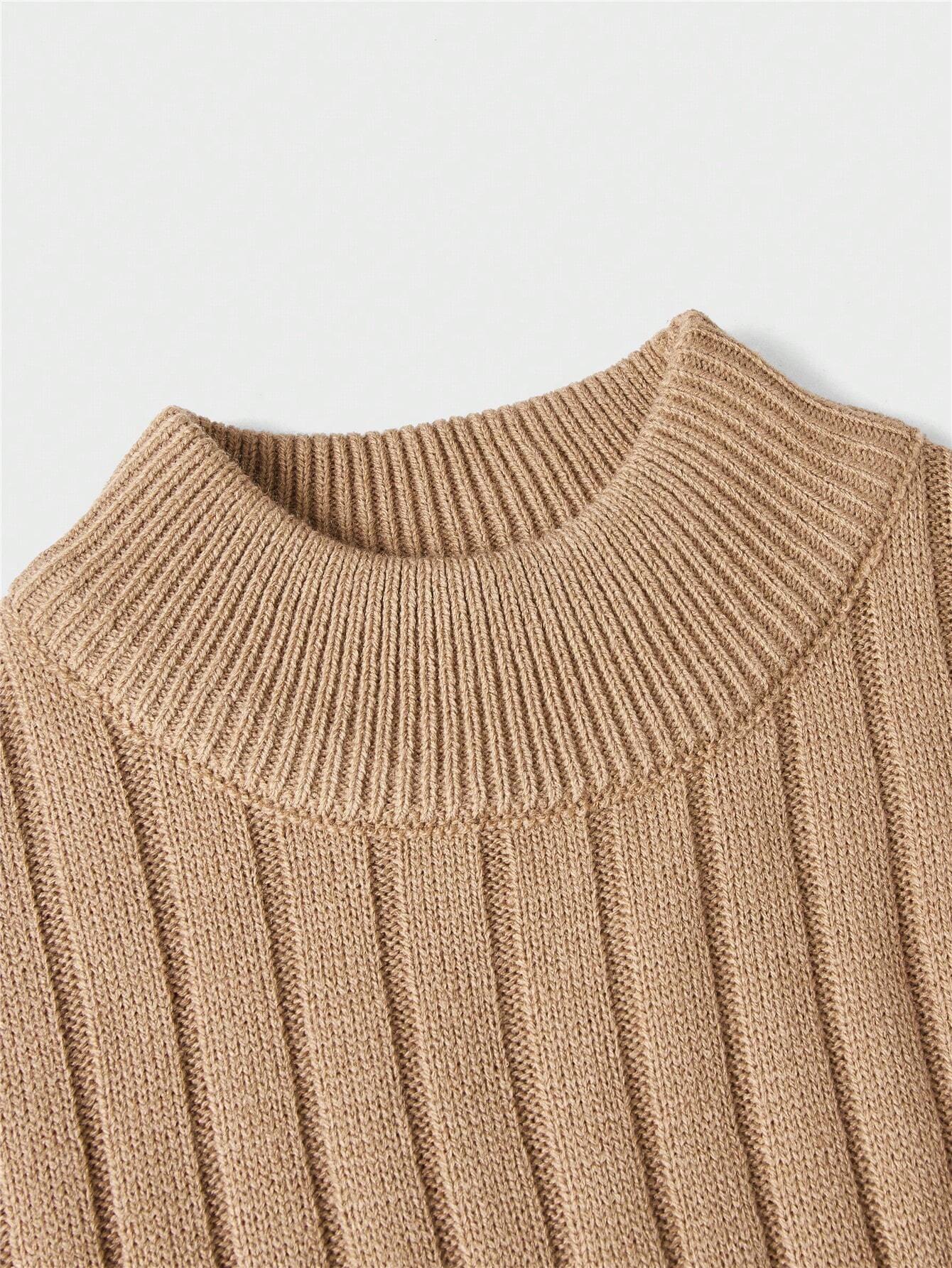 Round Collar Ribbed Knit Sweater