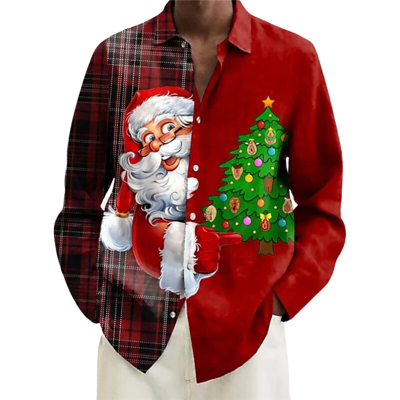 Santa And Tree Printed Shirt