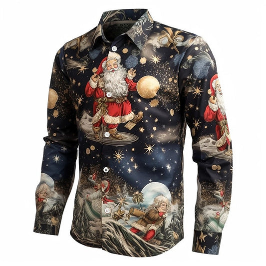 Santa And Moon Christmas Holiday Shirt