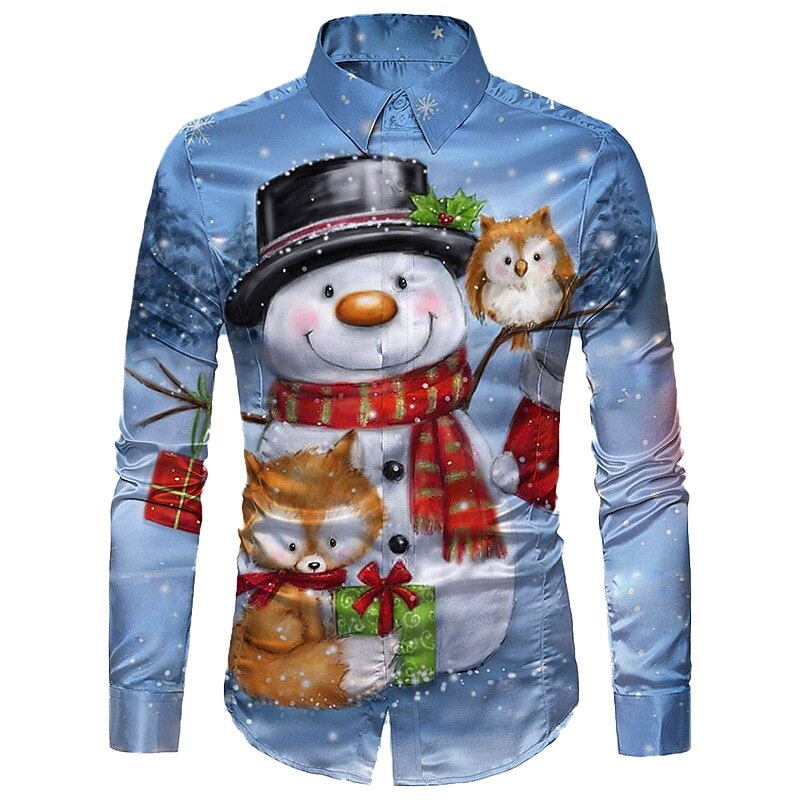 Snowman Print Christmas Festive Shirt