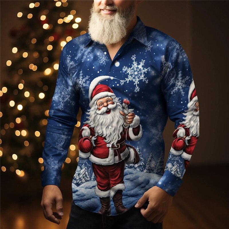 Santa Claus Christmas Print Shirt