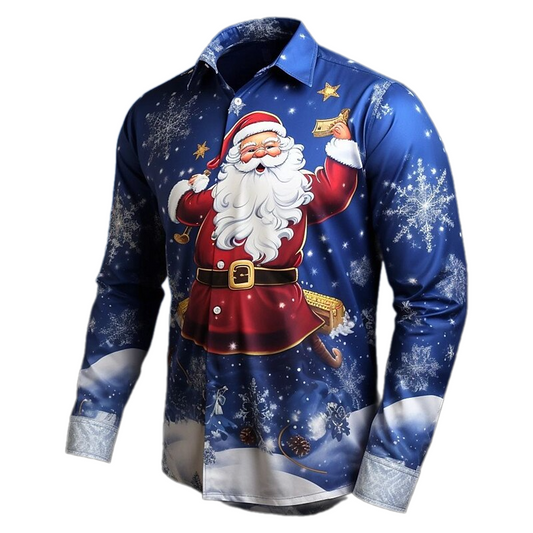 Santa Claus Christmas Print Shirt