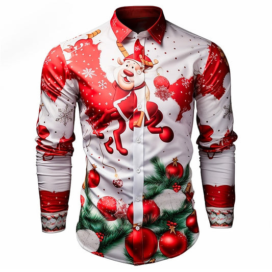 Santa Claus Christmas Tree And Bell Themed Shirt