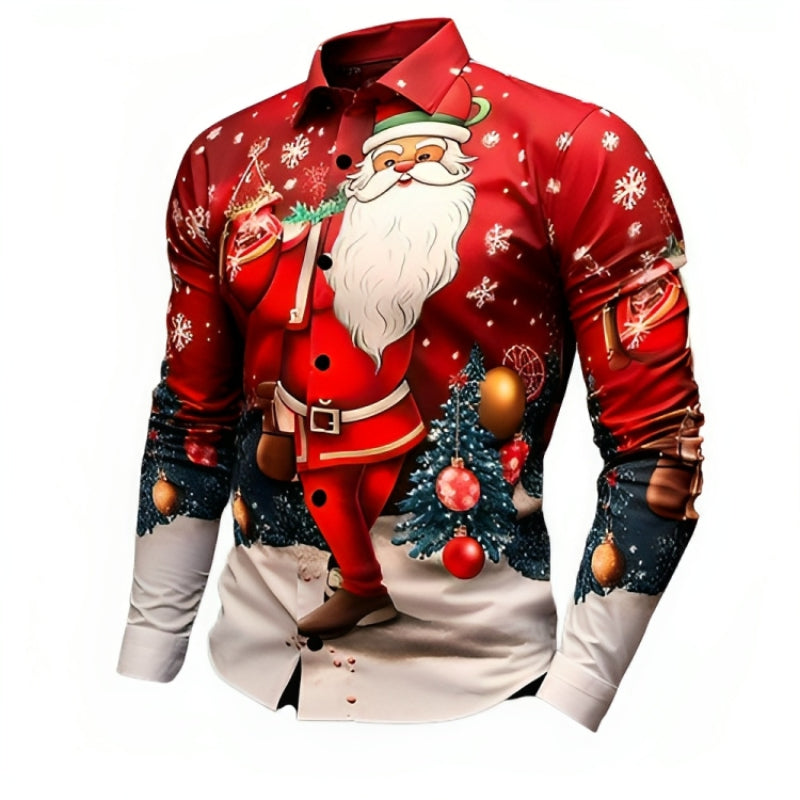 Santa Claus Christmas Tree Casual Shirt