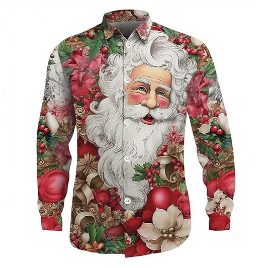 Santa Claus Festive Florals Christmas Shirt