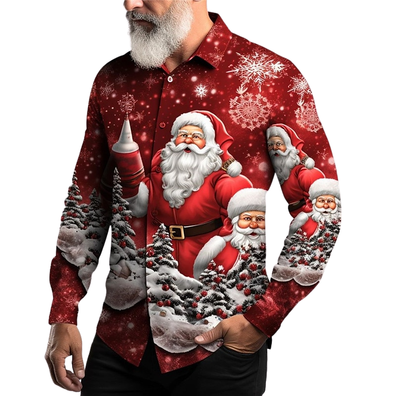 Santa Claus Festive Snowscape Christmas Shirt
