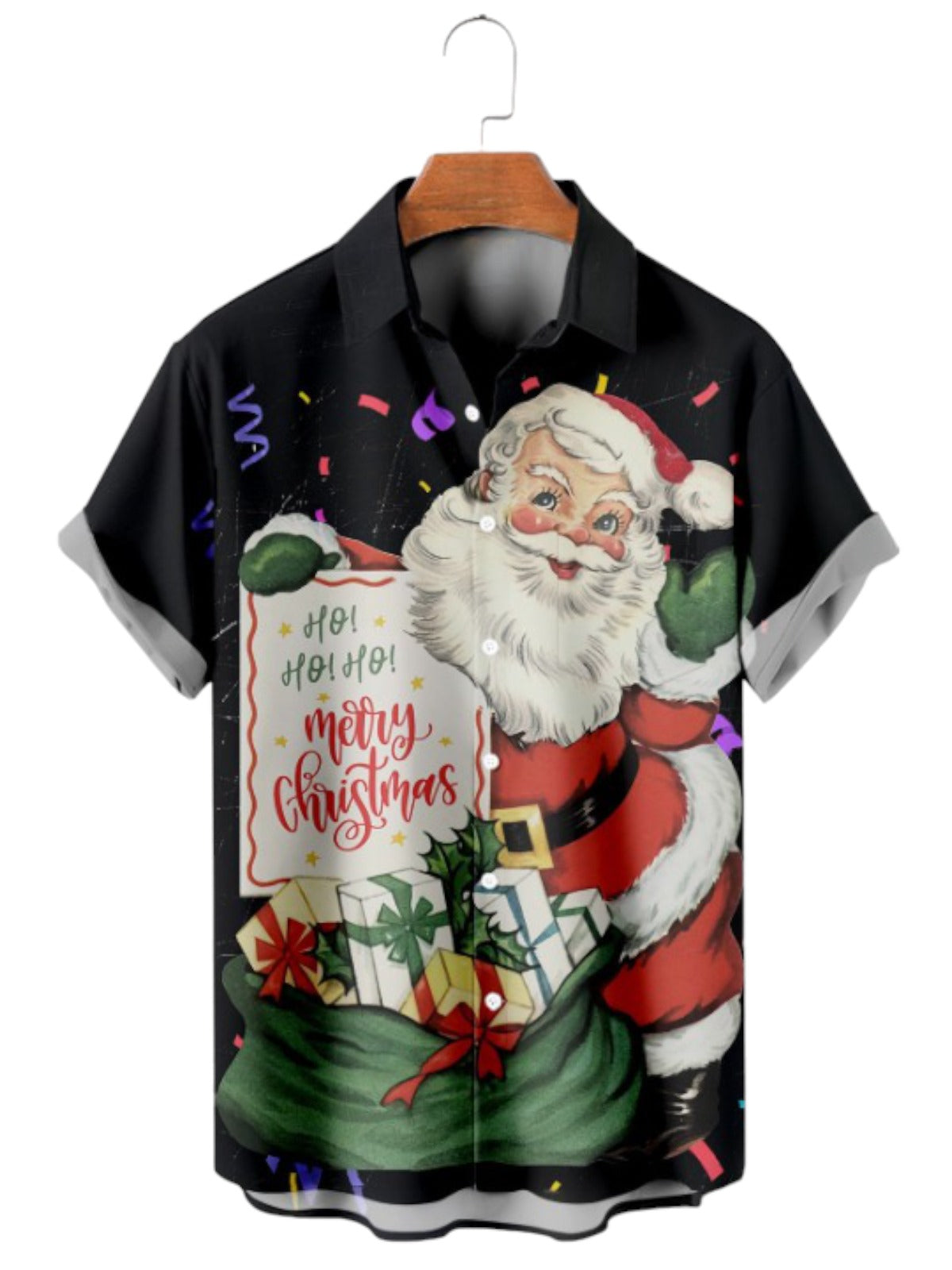 Santa Claus Gift Printed Short Sleeve Shirt