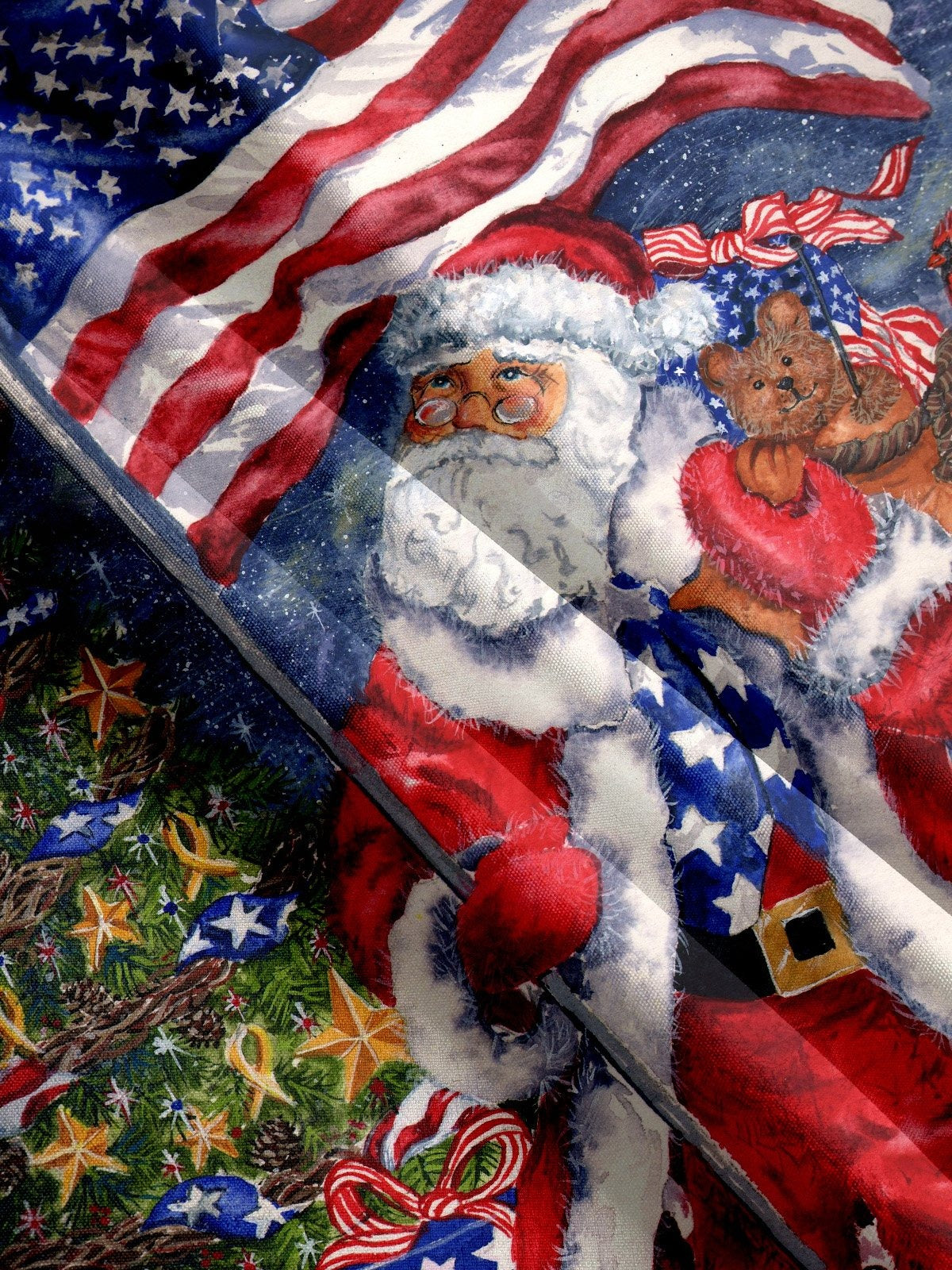 Santa Claus Holding American Flag Print Shirt