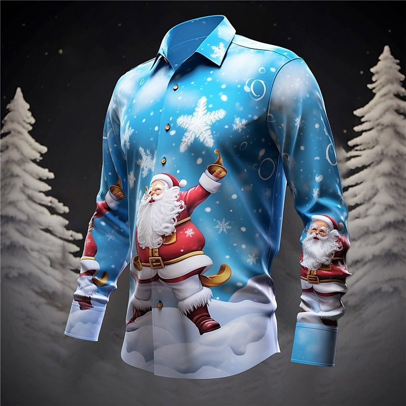 Santa Claus Patterned Long Sleeve Shirt