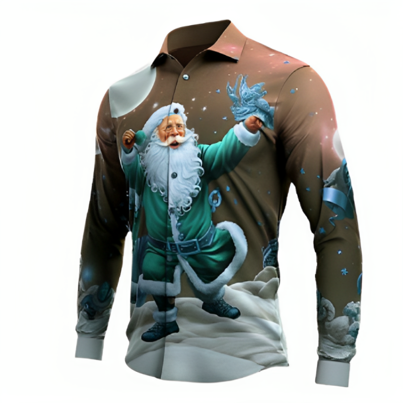 Santa Claus Patterned Stretchable Shirts