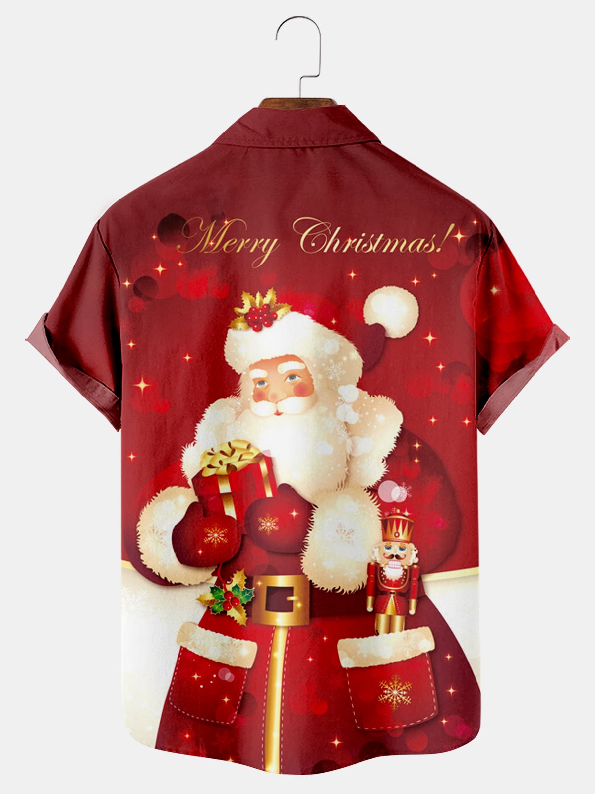 Santa Claus Print Casual Short Sleeve Shirt