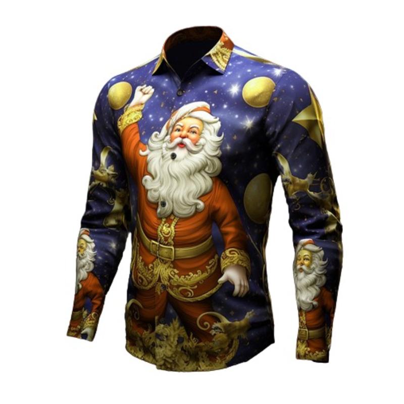 Santa Claus Print Partywear Full Sleeve Shirt