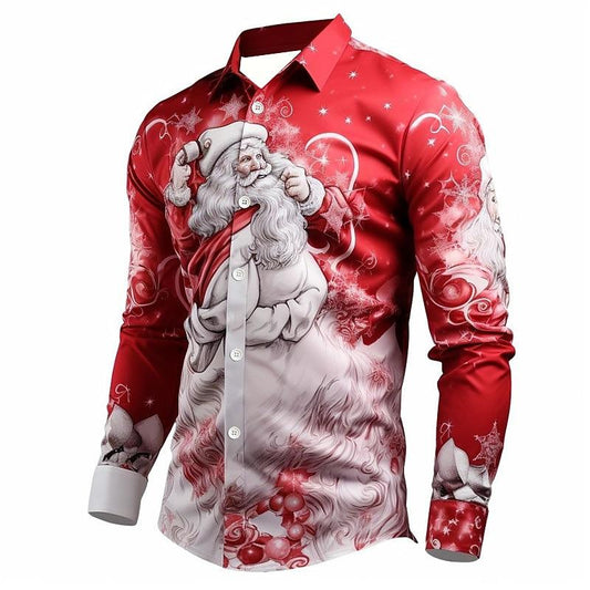 Santa Claus Print Shirt For Christmas