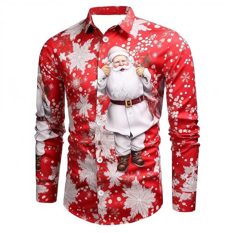 Santa Claus Print Shirt For Christmas