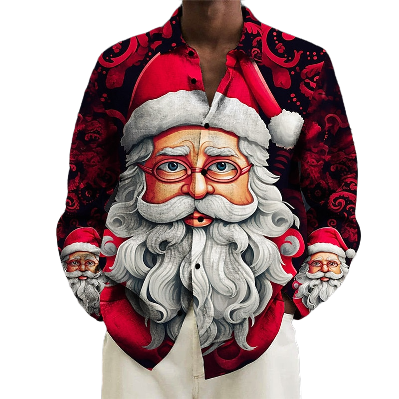 Santa Claus Printed Christmas Holiday Shirt