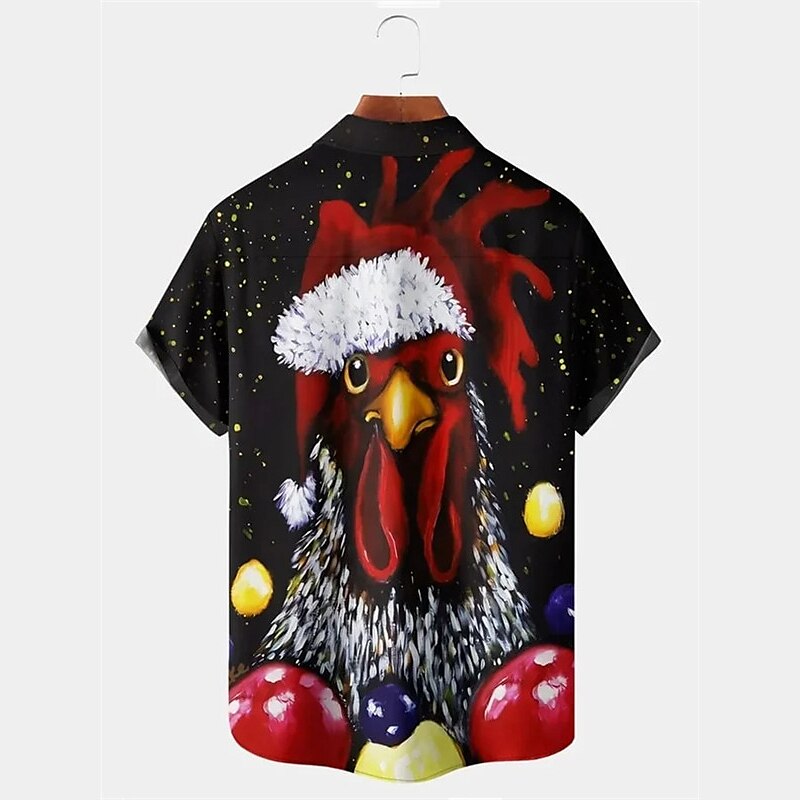 Santa Claus Rooster Casual Shirt