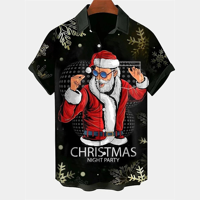 Santa Claus Rooster Casual Shirt