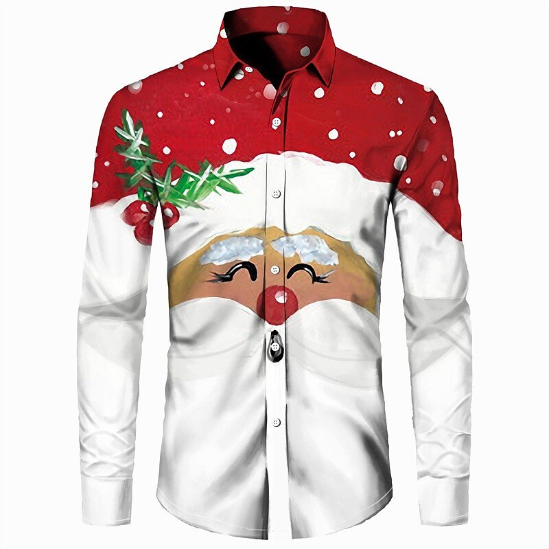 Santa Claus Turndown Long Sleeve Christmas Shirt