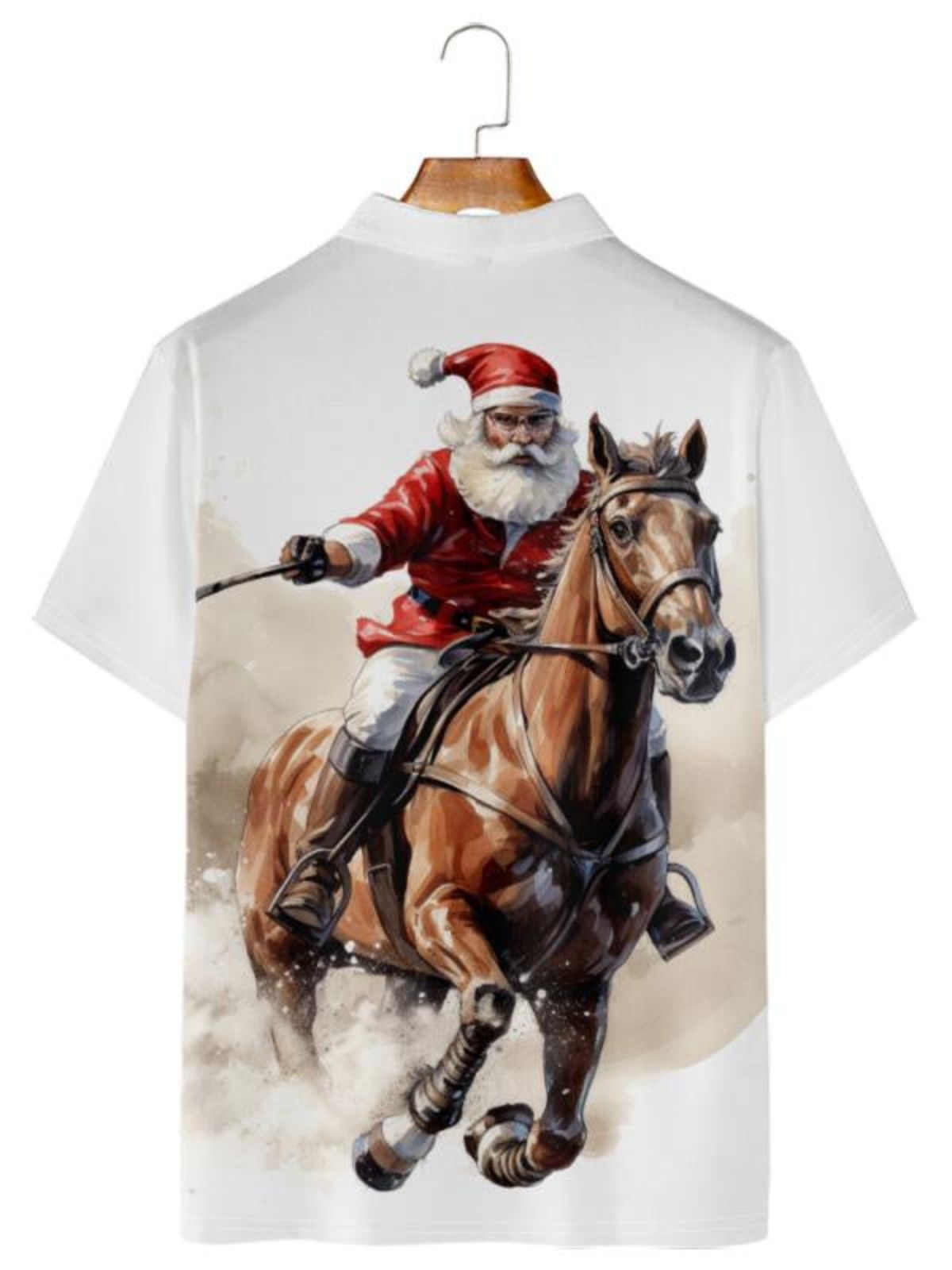 Santa Claus Playing Polo Print Shirt