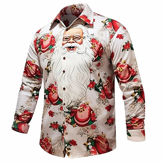 Santa Festive Print Long Sleeve Shirt