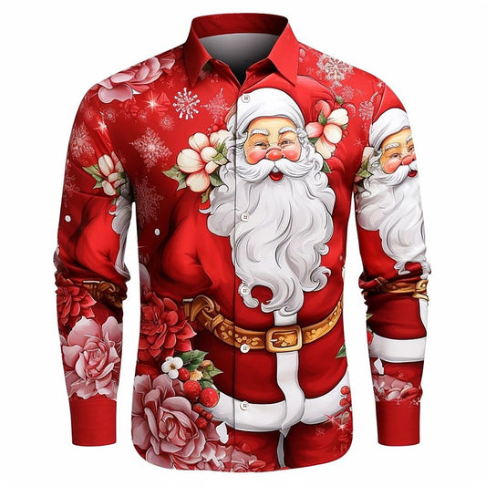 Santa Floral Print Casual Shirt