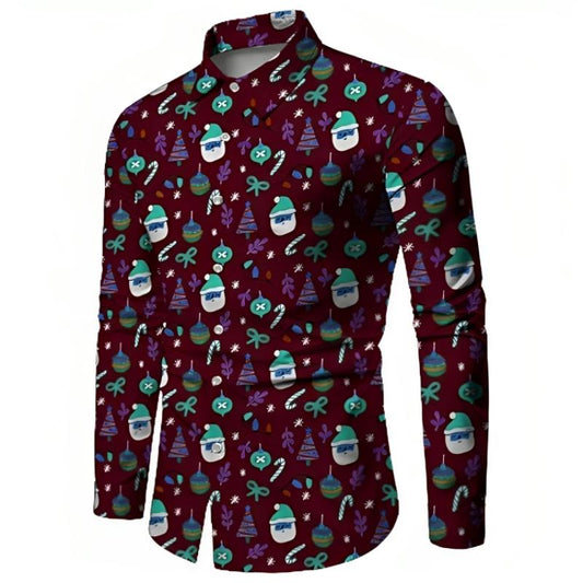 Santa Print Casual Designer Shirt