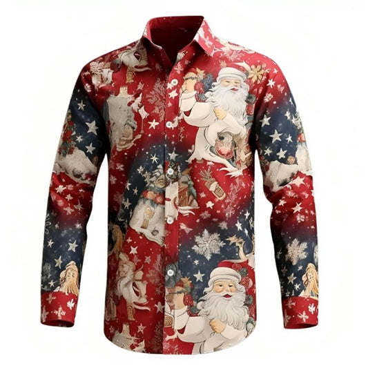 Santa Print Christmas Partywear Shirt