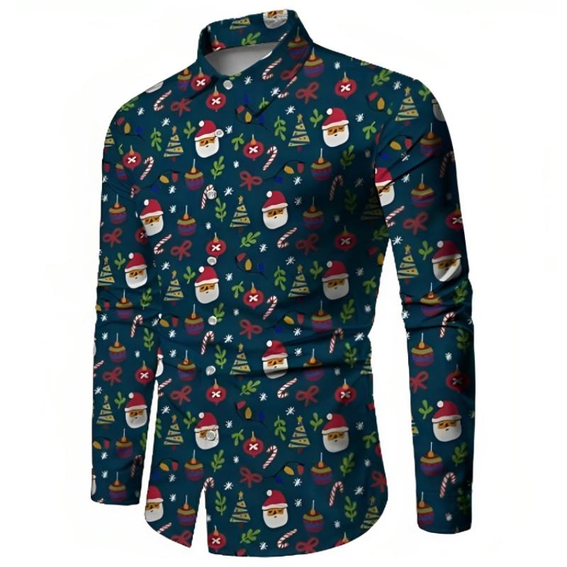 Santa Print Designer Casual Shirt