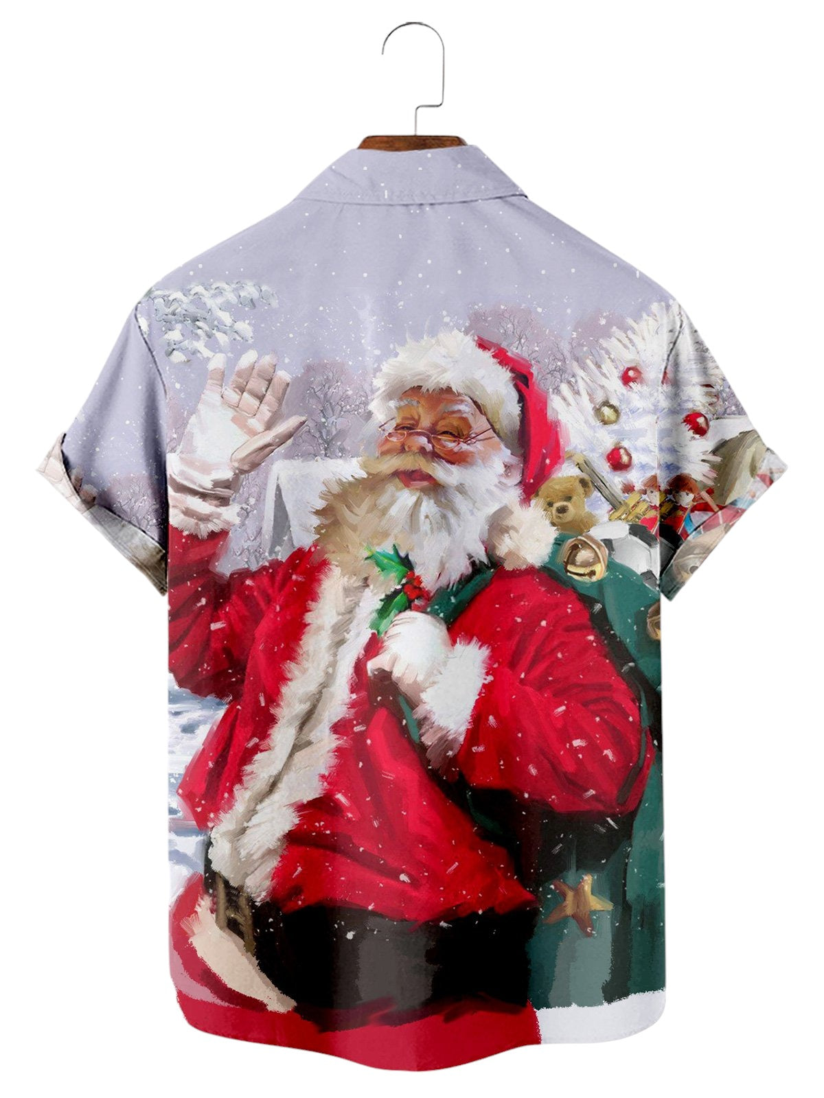 Santa Print Short Sleeve Shirt