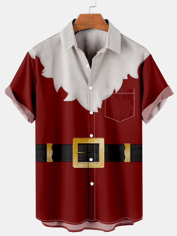 Santa Print Short Sleeve Shirt