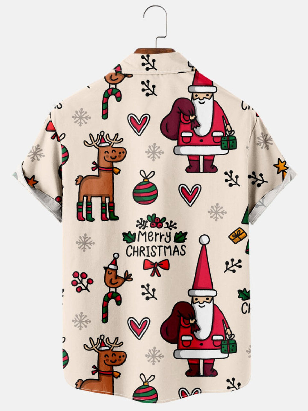 Santa Printed Short Sleeve Shirt