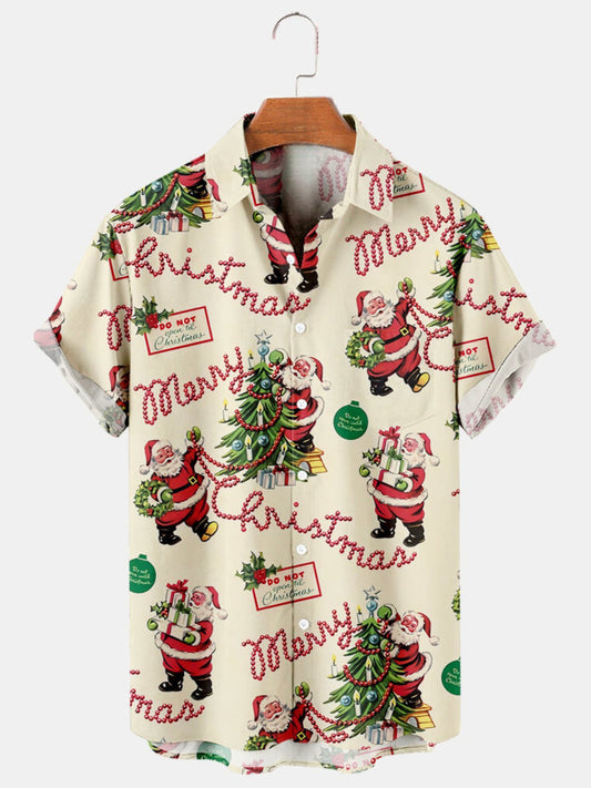 Santa Printed Short Sleeve Shirt