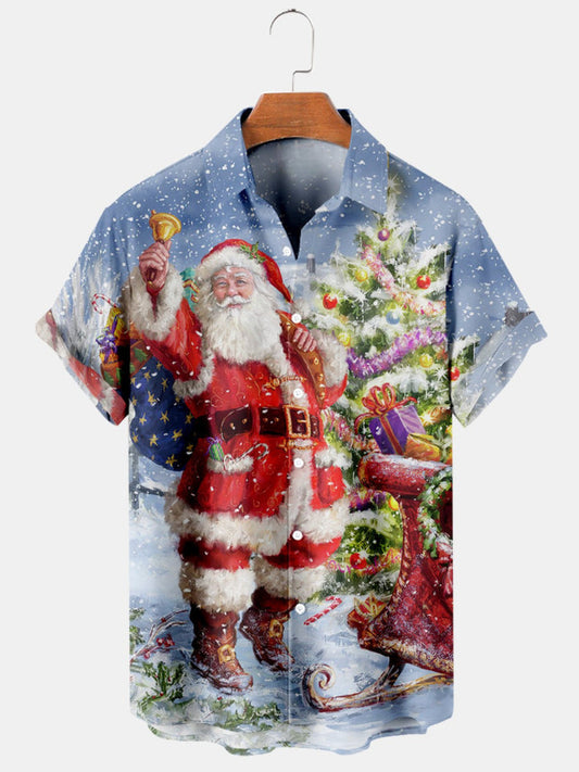 Santa Printed Short Sleeve Shirt