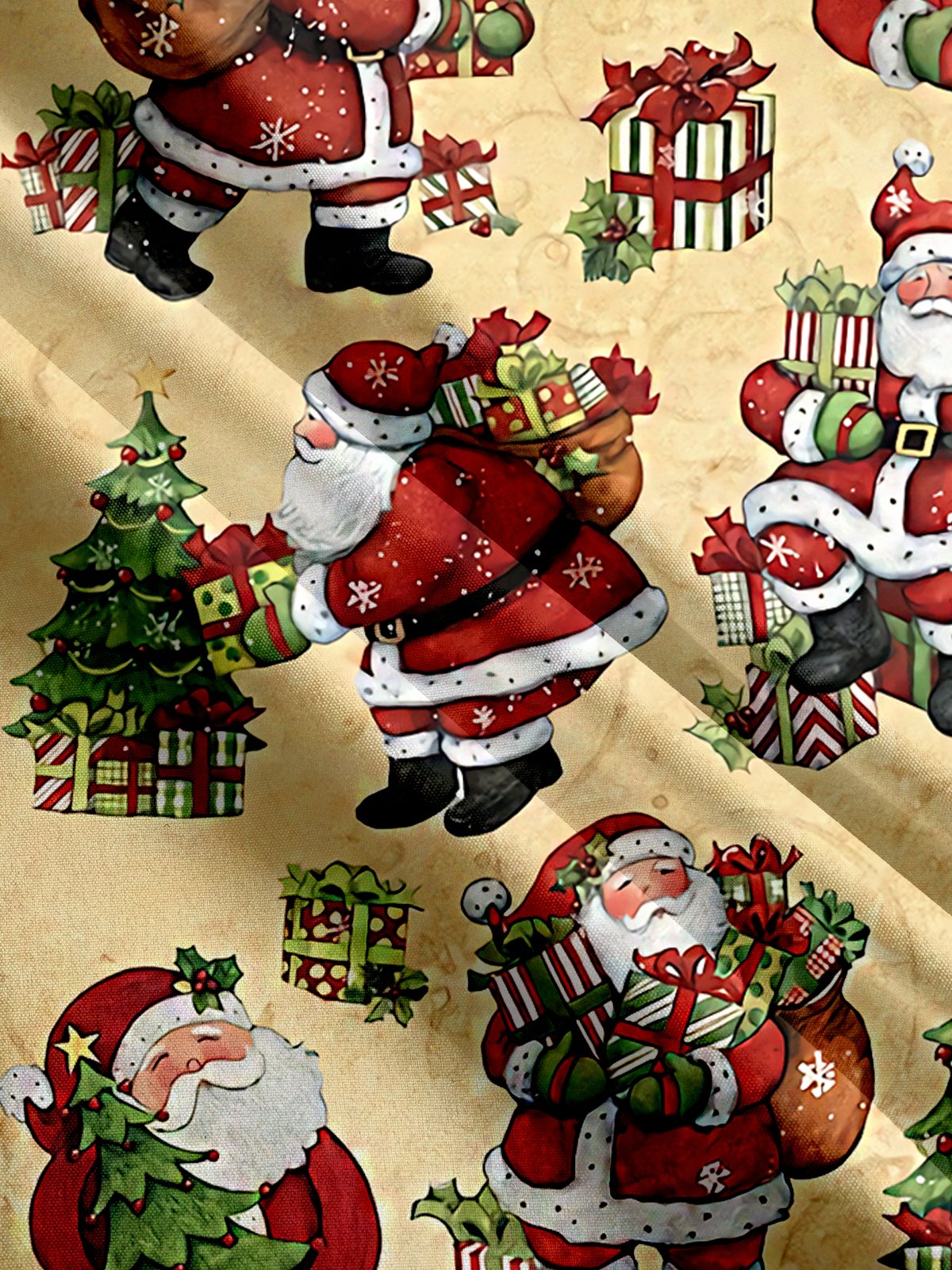 Santa With Gifts Printed Short Sleeve Shirt