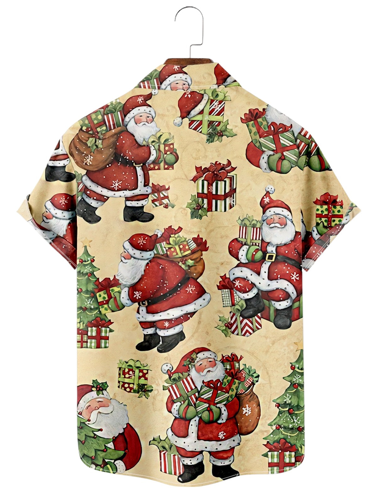 Santa With Gifts Printed Short Sleeve Shirt