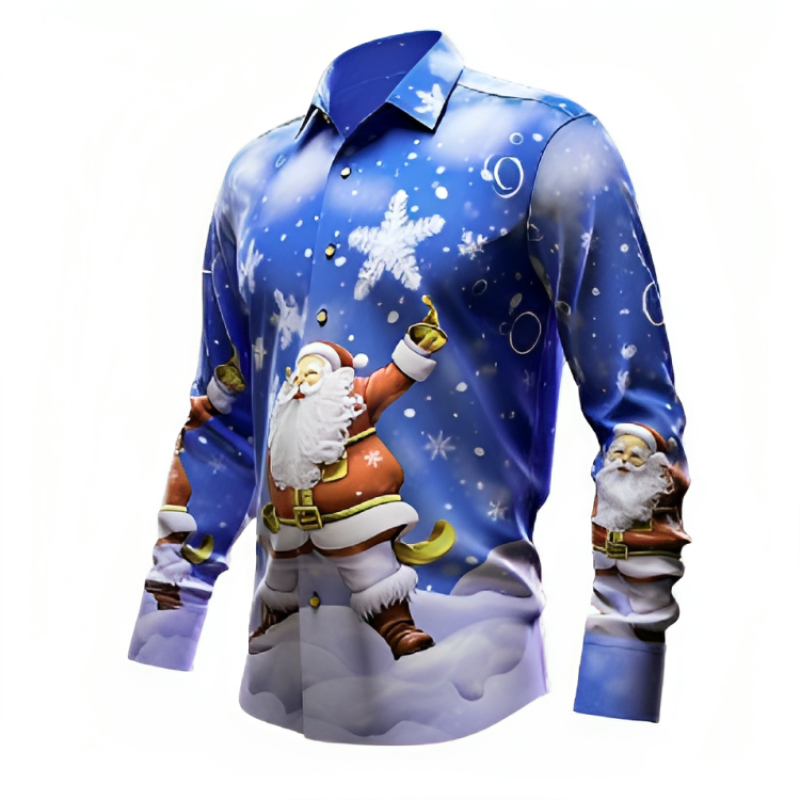 Santa Claus Patterned Long Sleeve Shirt