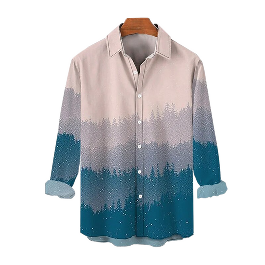 Scenery Print Holiday Shirt