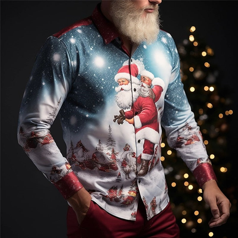 Seasonal Festive Shirt With Santa Print