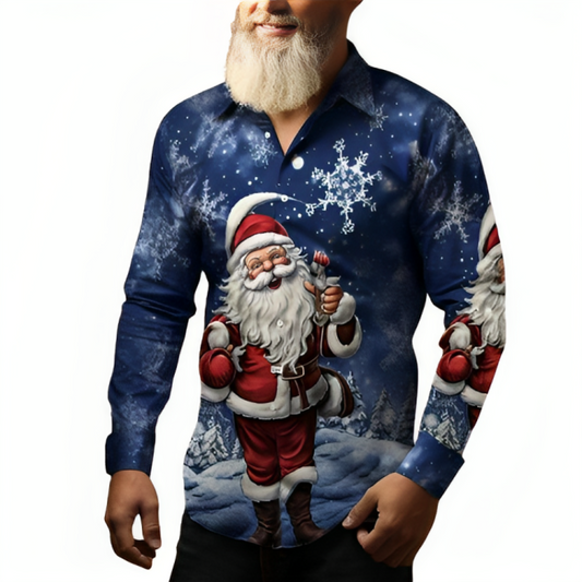 Seasonal Festive Shirt With Santa Print