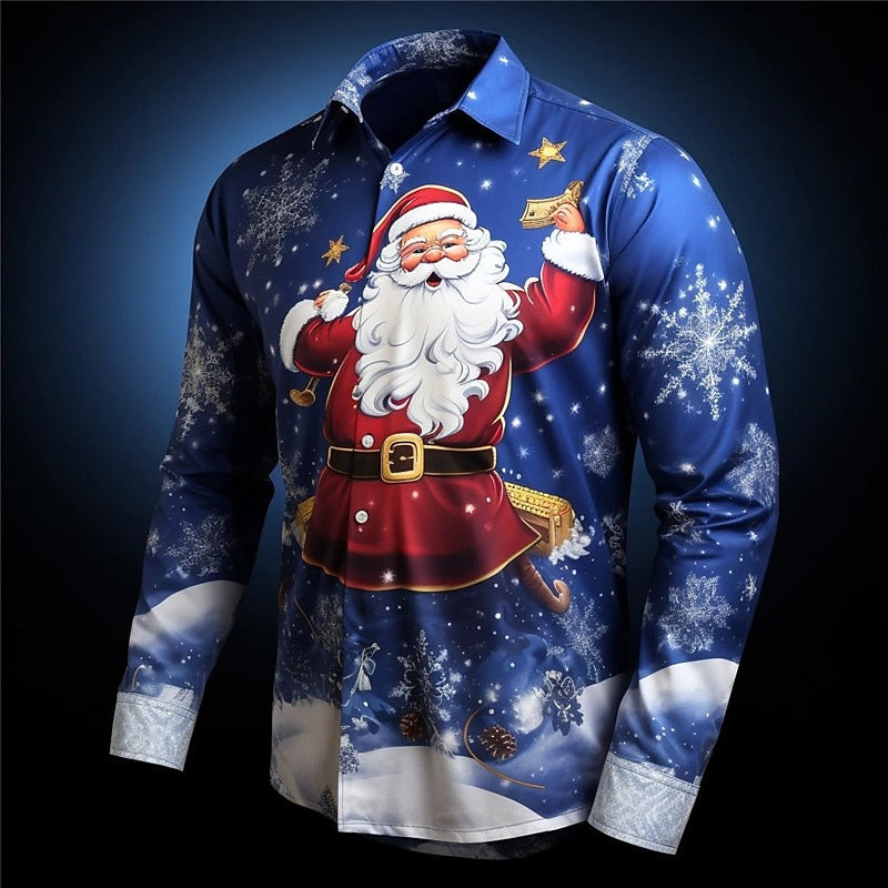 Seasonal Festive Shirt With Santa Print