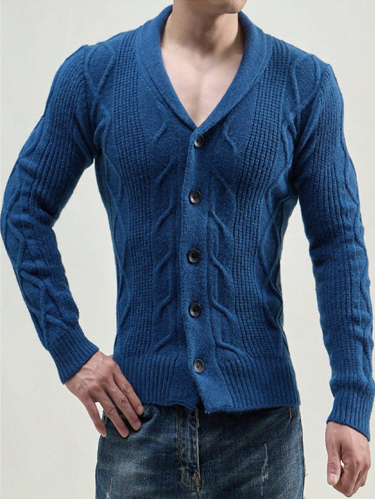 Shawl Collar Cable Knit Cardigan