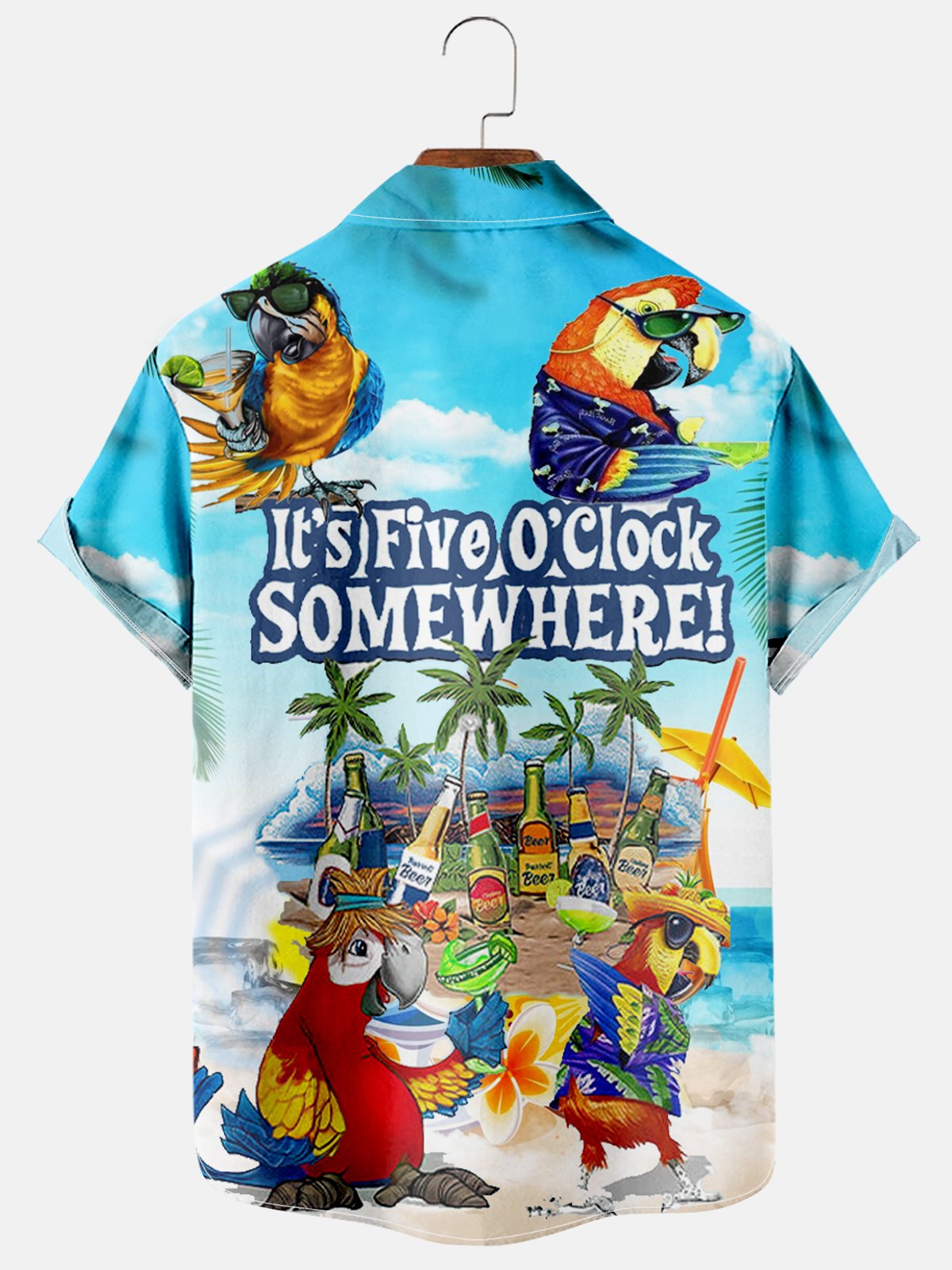 Simple Casual Parrot And Glass Print Shirt