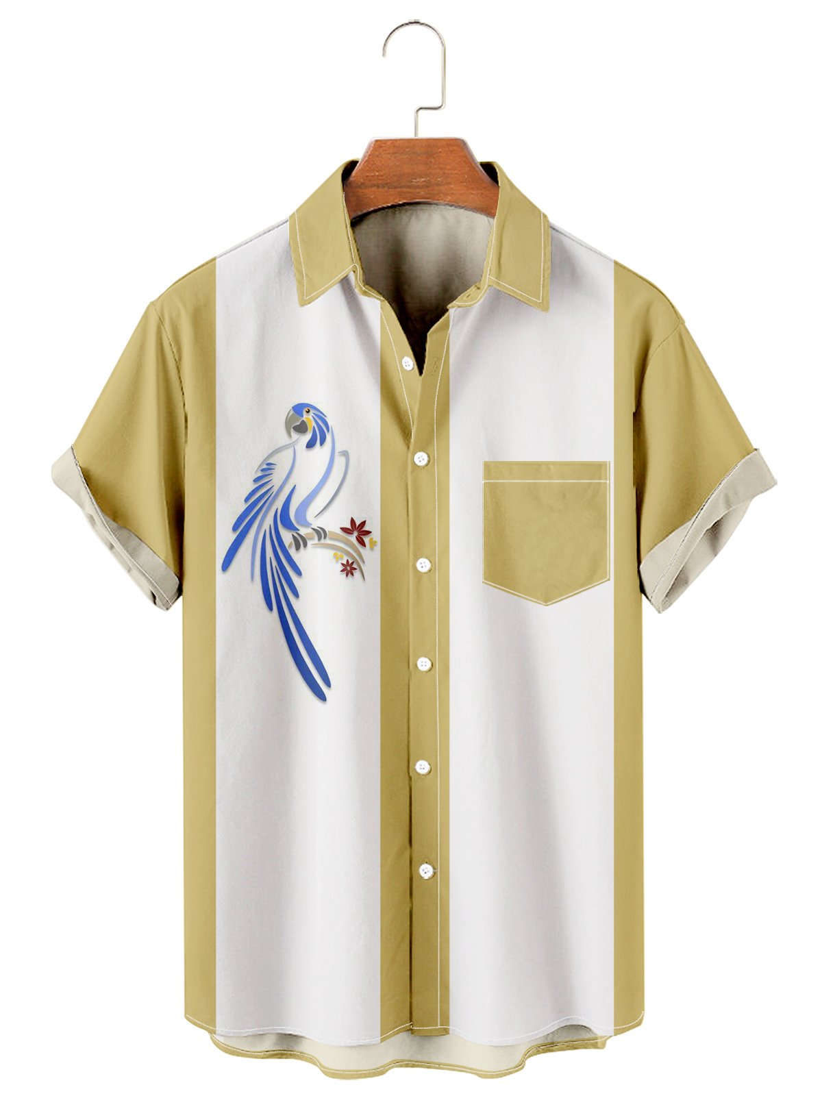 Simple Parrot Pattern Casual Large Shirt