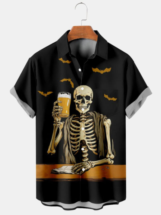 Drinking Beverage Print Short Sleeve Shirt