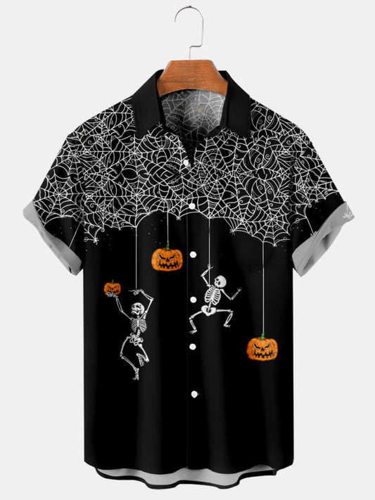 Pumpkin Printed Short Sleeve Shirt