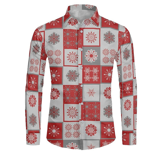 Snowflake Print Holiday Shirt